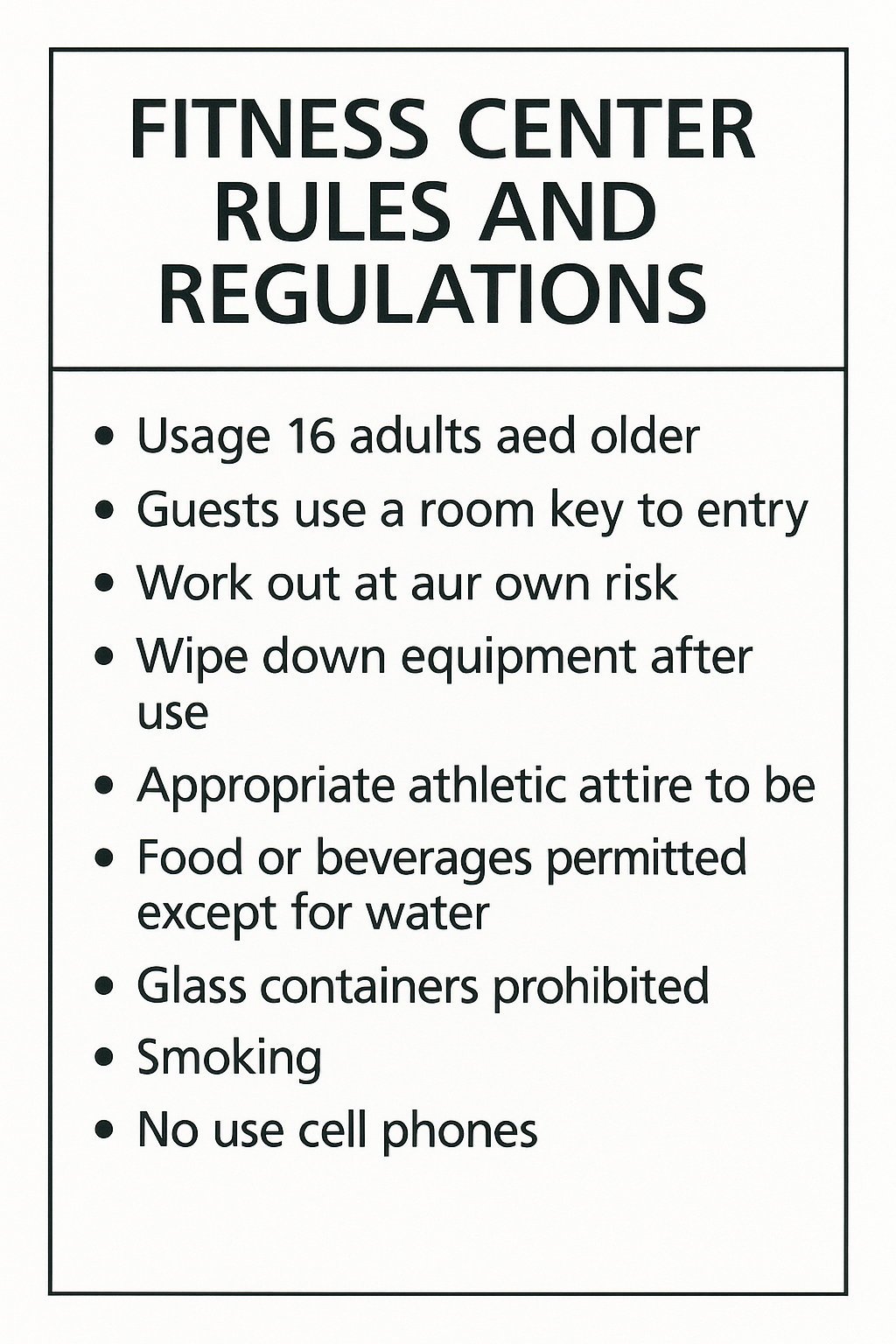 قواعد وأنظمة مركز اللياقة البدنية