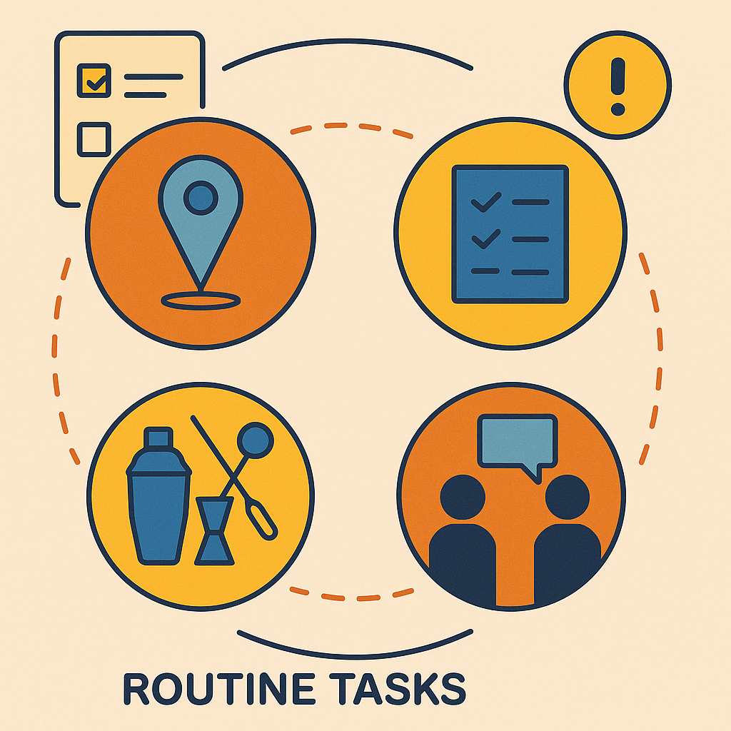 السياسات والإجراءات - البار/الصالة - بدءالمهام الروتينية