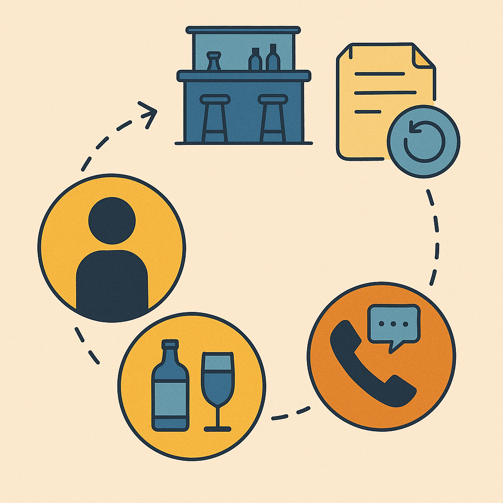 السياسات والإجراءات - البار/الصالة - عملية إعادة طلب المشروبات