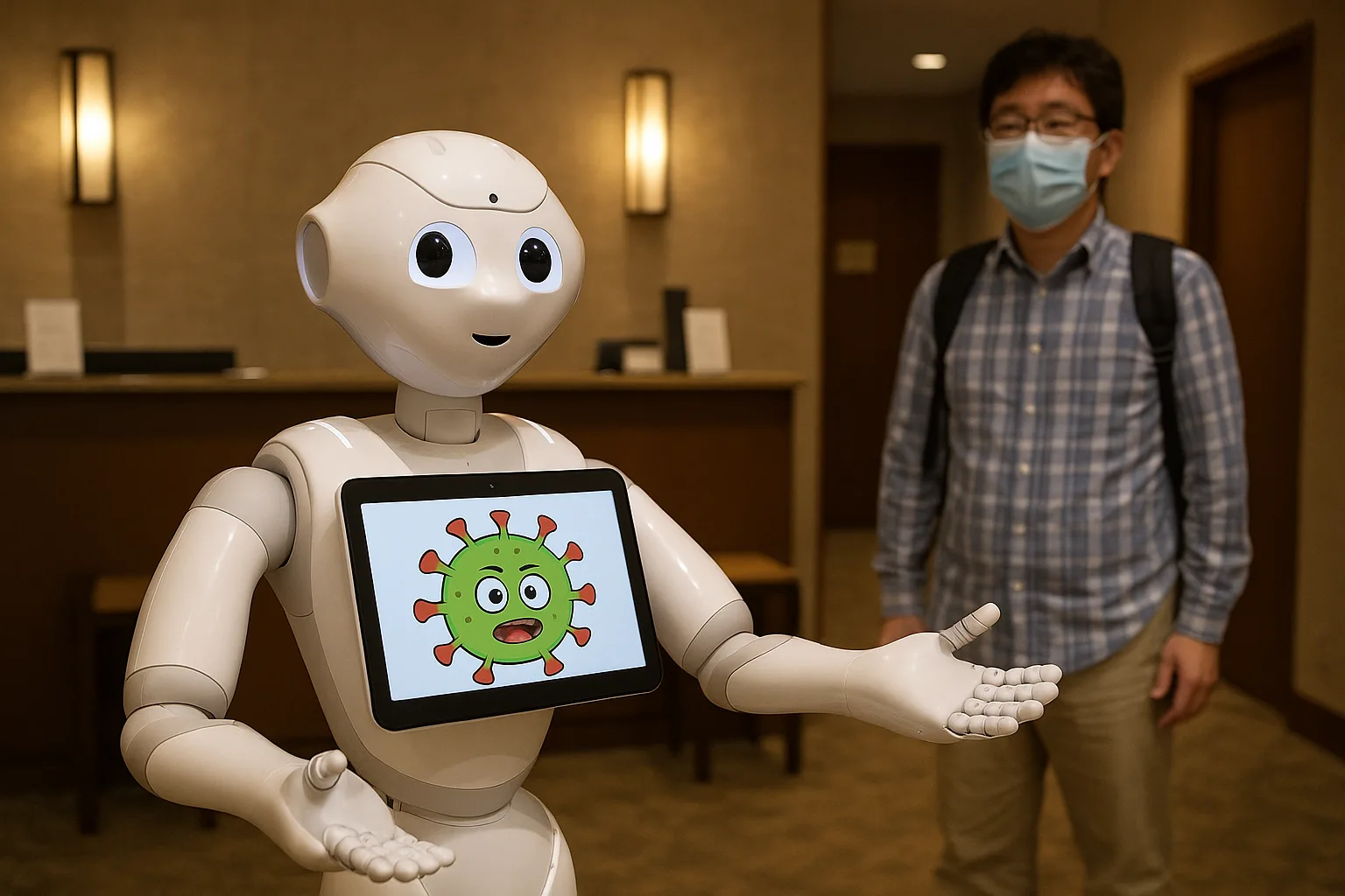 بالصور.. روبوت يرحب بمصابي كورونا في فنادق اليابان