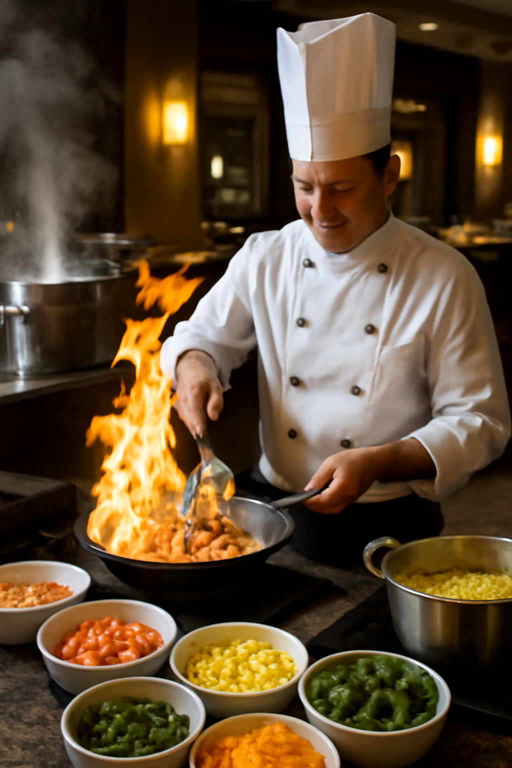 محطات الطهي الحي (Live Stations) في البوفيه: تجربة تفاعلية تبهج الحواس