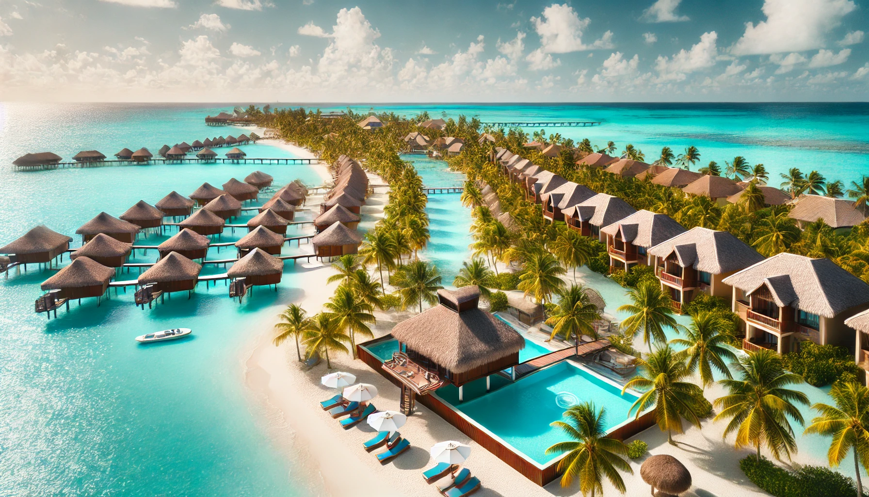 A luxurious beachfront resort in the Caribbean fe