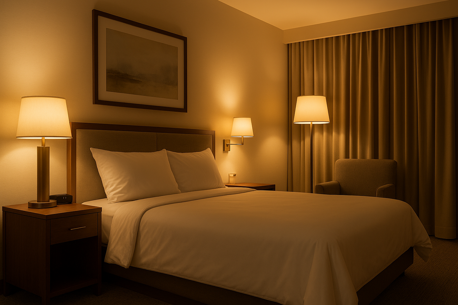 همية الإضاءة في تحسين جو الغرف الفندقية