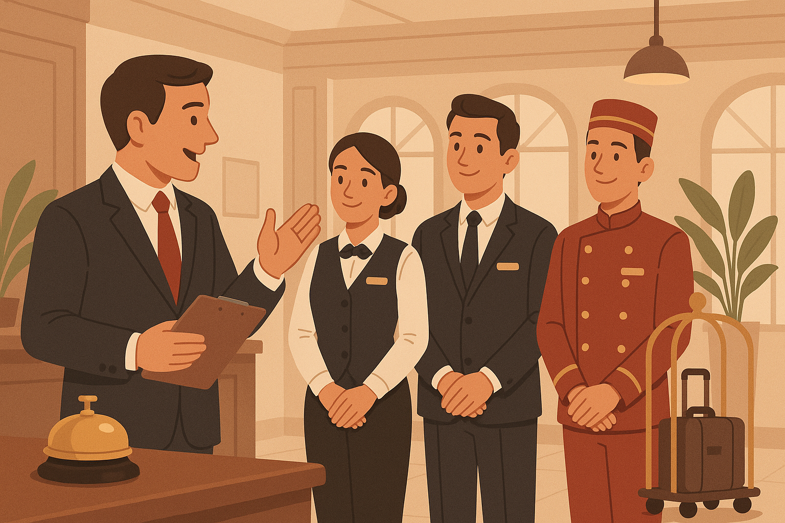 سرار تحسين تجربة النزيل من خلال تدريب فرق العمل اعمل صورة تعبر عن المقال من غير كتابه