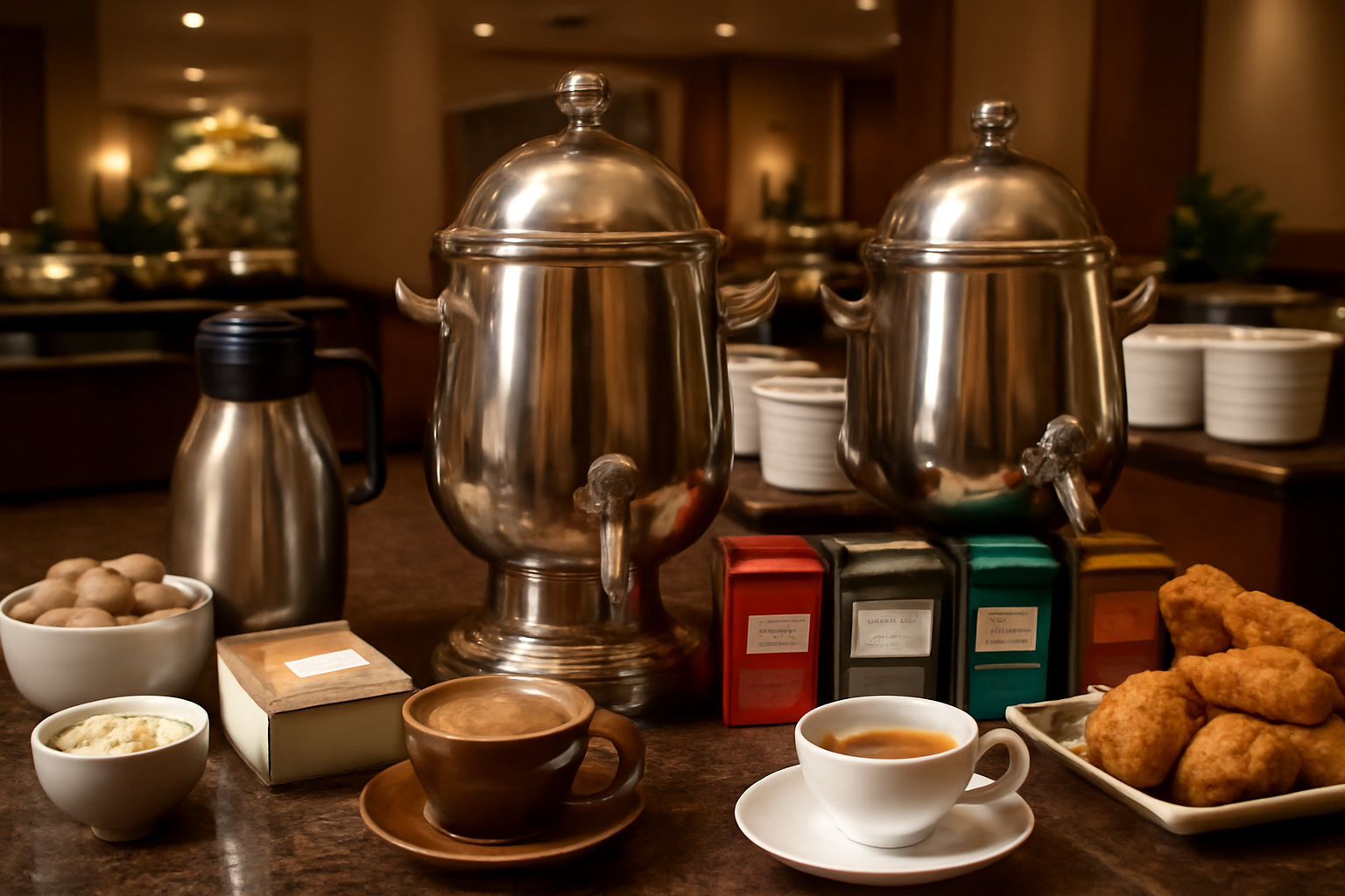 محطات القهوة والشاي في البوفيه: ركن الراحة والذوق الرفيع في البوفيه