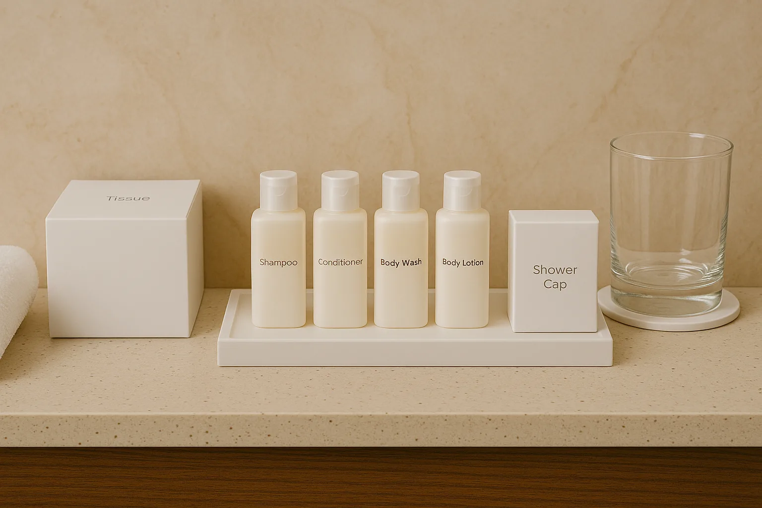 أثر ترتيب أدوات النظافة على طاولة الحمام في تشكيل الانطباع عن النظافة الشخصية للفندق