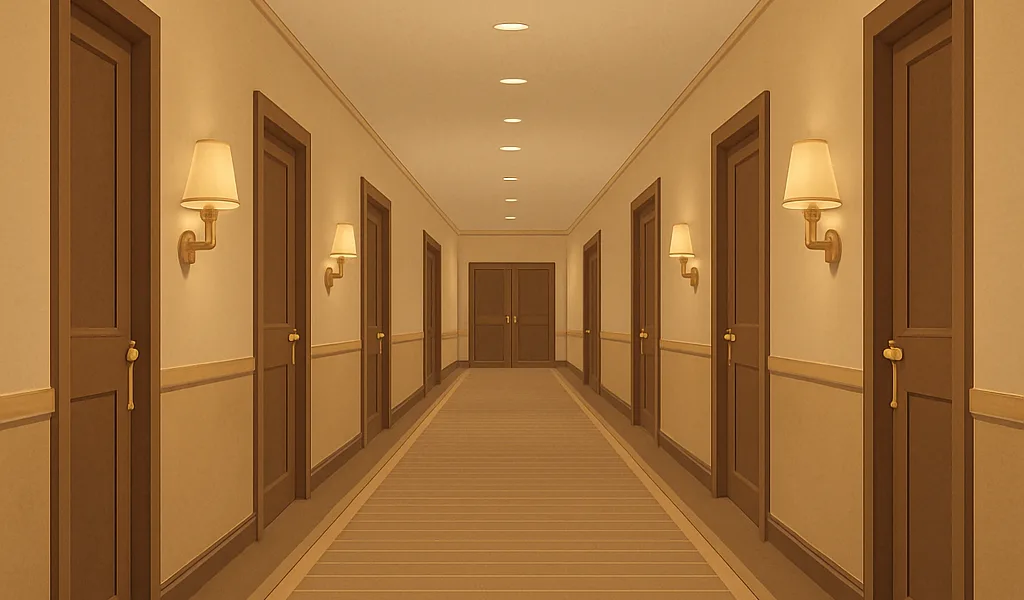 تصميم الممرات الطويلة في الفنادق.. كيف تتحكم بطول الرحلة النفسية للنزيل؟