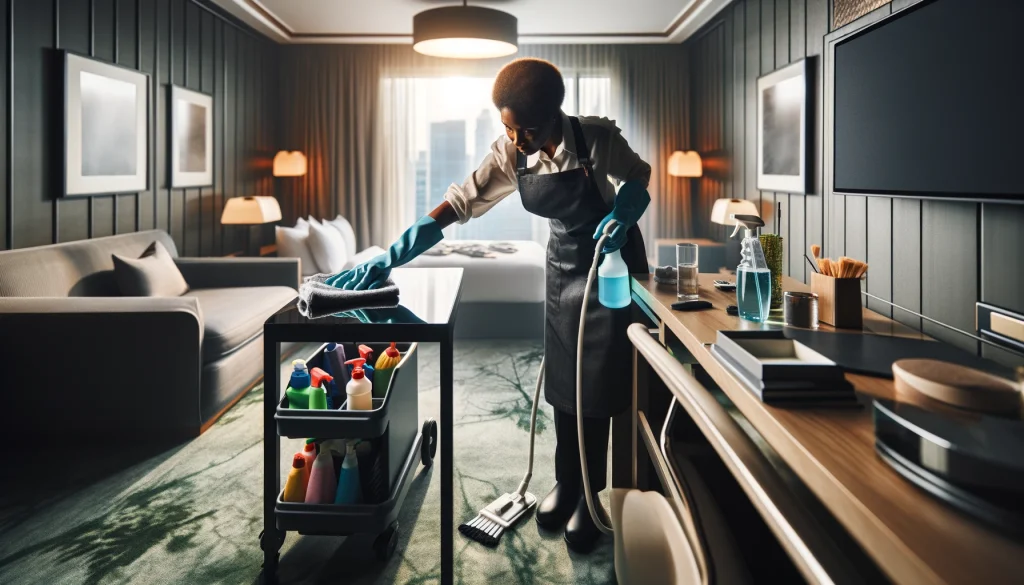 تنظيف شامل ضمن عملية تنظيف الغرفة