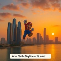 Abu Dhabi Skyline at Sunset – أفق أبو ظبي لحظة الغروب