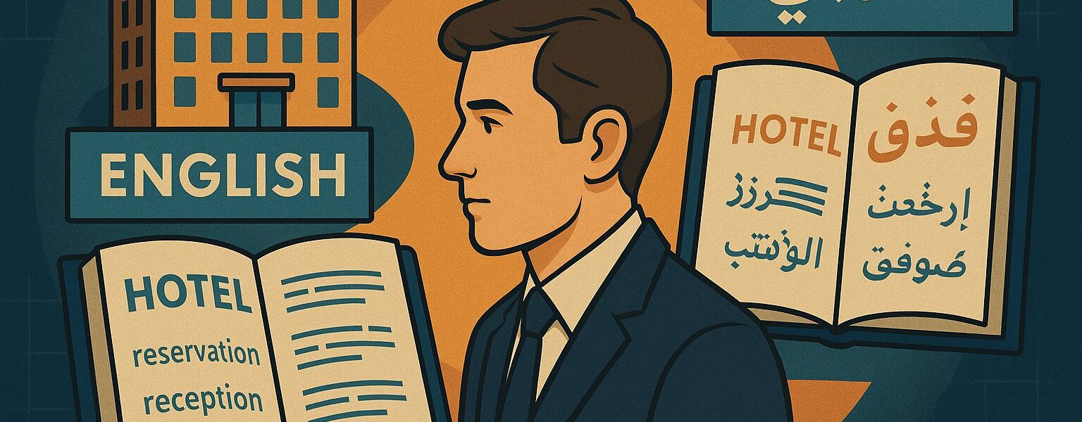 أكثر من 200 مصطلح فندقي بالإنجليزية والعربية — نسخة 2025