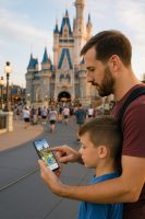 Guests Navigating Disney Park Using App – زوار يستخدمون التطبيق للتنقل داخل ديزني لاند