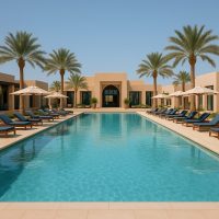 Luxury Resort Pool in Ashkharah – مسبح فاخر في أحد منتجعات الأشخرة