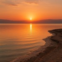 Sunset over Dead Sea – غروب الشمس على شاطئ البحر الميت