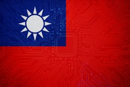 Taiwan Flag with Circuit Board Background