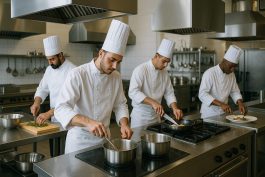 تدريب عملي لطلاب الكلية في فنون الطهي العالمية