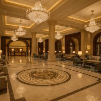 ردهة استقبال فاخرة بفندق فيرمونت الذهبي