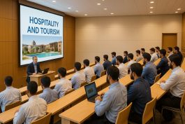 قاعة محاضرات حديثة بكلية السياحة والفنادق