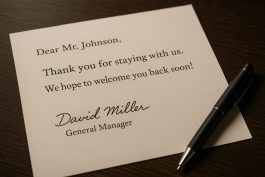 رسالة شكر شخصية تبقي العلاقة مع النزيل حيّة بعد المغادرة