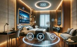 غرفة فندقية راقية مزوّدة بتقنيات مراقبة صحية وذكاء اصطناعي متطور