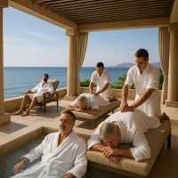 نزلاء يستمتعون بجلسات علاج مائي ومساج علاجي في منتجع مطل على البحر الأحمر