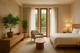 تصميم داخلي طبيعي يعكس مفهوم الفخامة الصامتة في الفنادق الحديثة