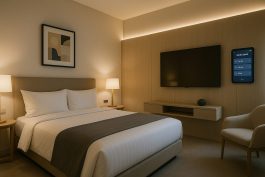 غرفة تجمع بين البساطة والتقنية الهادئة لتجسيد مفهوم الرفاهية المعاصرة