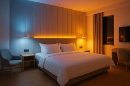 غرفة فندقية بتصميم ضوئي متغير يتناغم مع الساعة البيولوجية للنزيل