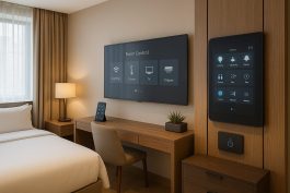 غرفة فندقية ذكية مزوّدة بأنظمة تحكم وتخصيص للإقامة الطويلة