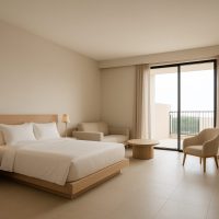 غرفة فندقية واسعة بخطوط بسيطة تبرز قيمة الفراغ كعنصر جمالي