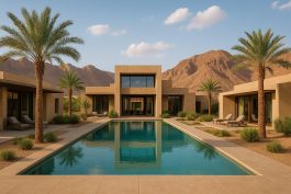 منتجع سعودي يعكس التناغم بين العمارة الحديثة والطبيعة الصحراوية المحيطة