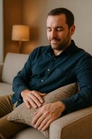 نزيل يستمتع بملمس المفروشات الفاخرة التي تعكس جودة التجربة واهتمام التفاصيل