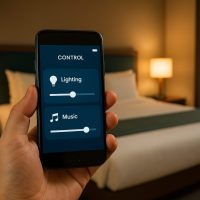 نظام تحكم متصل بالهواتف يتيح للنزيل إدارة الإضاءة والموسيقى بسهولة