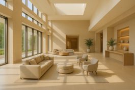 تصميم معماري فندقي يدمج الضوء الطبيعي مع المساحات الواسعة لخلق انسجام نفسي