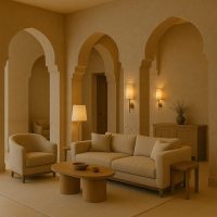 ردهة فندقية بتصميم دافئ مستوحى من الطابع المحلي تبعث إحساس الانتماء الفوري