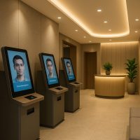 ردهة فندقية مزودة بنظام تسجيل دخول بالوجه دون تدخل بشري