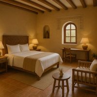 غرفة فندقية تعكس التوازن بين الفخامة والتقاليد المحلية