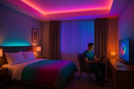 غرفة فندقية ذكية تُغير ألوان الإضاءة تلقائيًا وفق المشاعر الملتقطة عبر المستشعرات