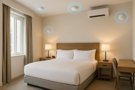 غرفة فندقية ذكية مزودة بحساسات ترصد الإضاءة والحرارة وحركة النزلاء تلقائيًا