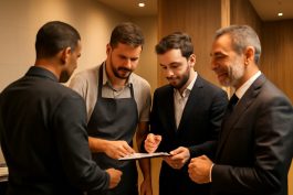 فريق عمل خلف الكواليس يتعاون في تناغم لإتمام تجربة الضيوف دون خلل في المشهد العام