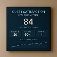 لوحة بيانات في مكتب الإدارة تعرض مؤشرات رضا النزلاء في الوقت الفعلي