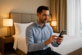 نزيل يستخدم تطبيق الهاتف للتحكم الكامل في خدمات إقامته دون تدخل بشري