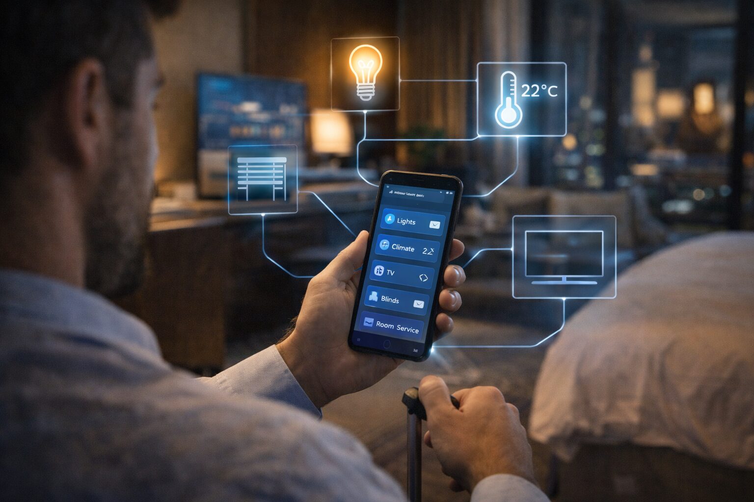 الهاتف الذكي كمركز تحكم داخل الغرفة
