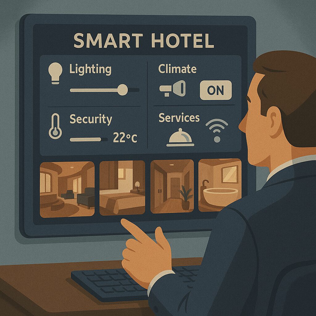 لوحة تشغيل مركزية تدير مرافق الفندق الذكية