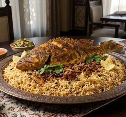 مكبوس السمك الخليجي بالأرز واللومي
