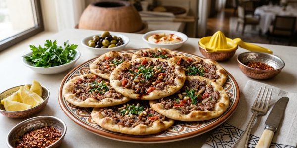 الصفيحة الشامية باللحم المفروم والطماطم