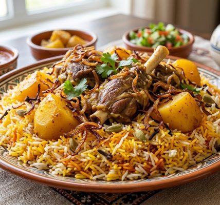 الزربيان العدني باللحم والبطاطس والأرز