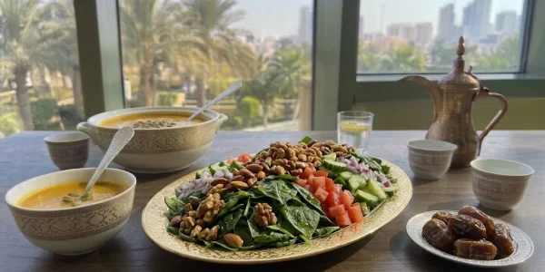 سلطة السبانخ بتقديم فندقي