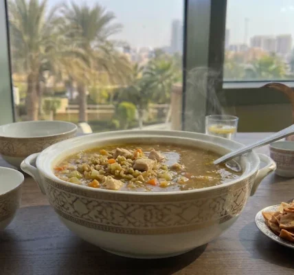 شوربة الفريك بتقديم فندقي