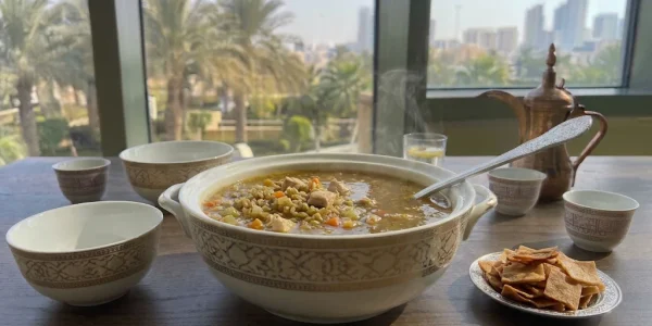 شوربة الفريك بتقديم فندقي