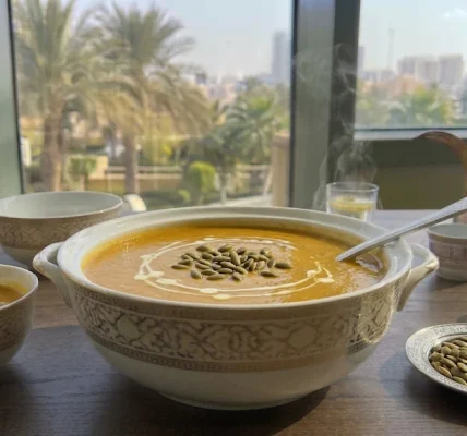 شوربة اليقطين بتقديم فندقي